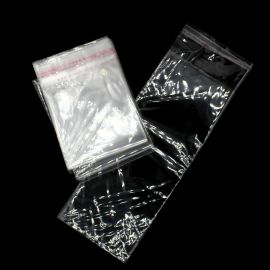Saco com Adesivo / 10x25cm - (Pct. com 100 Unidades) - Transparente 
