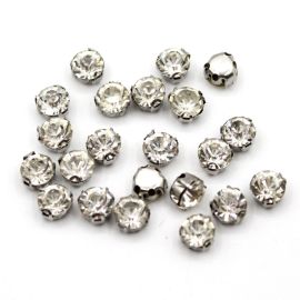 Strass Engrampados Para Costura / SS30 - Transparente - (Pct. c/ 50 Unidades)-Níquel