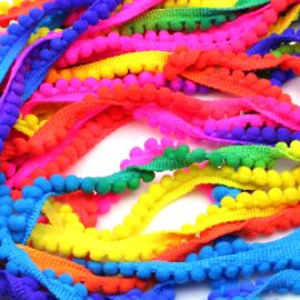 Fita de Pompom / 6mm - Multicolorido (1 metro)
