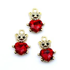 Pingente de Metal Dourado / 21x14mm - Ursinho com Strass (unidade)