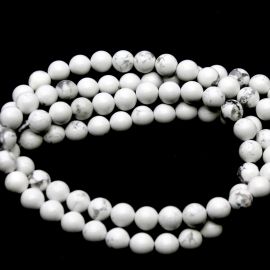 Fio de Pedra / 8mm - Bola Rajada Branca (Aprox.: 46 Unidades)	