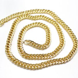 Corrente de Alumínio / 17x11mm - Elo com Detalhe Listrado (1 METRO) - Dourado 
