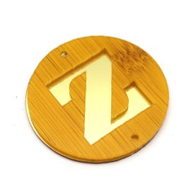 Placa em Acrilíco / 6cm - Efeito Madeira - Letra Vazado - Dourado (unidade)-Y