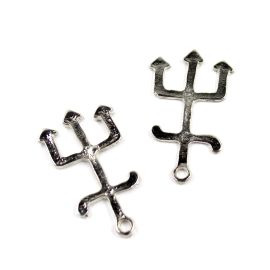 Pingente de Metal / 39x22mm - Afro Religioso - Tridente Garfo (unidade)-Níquel