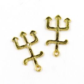 Pingente de Metal / 39x22mm - Afro Religioso - Tridente Garfo (unidade)