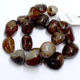 Pedra Natural Rolada / 2cm - Ágata Marrom (1 FIO) 