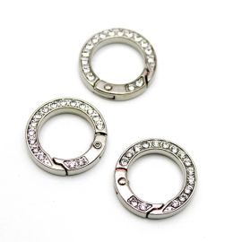 Fecho Mosquetão / 25mm - Argola Articulada com Detalhe em Strass (Unidade) 
