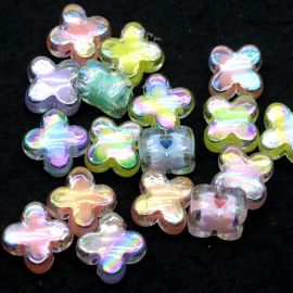Mix Multicolorido / 15X15mm - Trevo - Transparente Irisado (10 Gramas) 