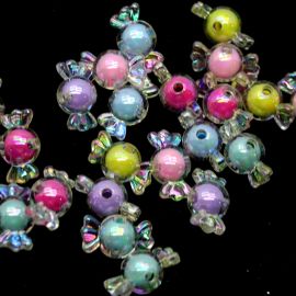 Mix Multicolorido / 12x21mm - Bombom - Transparente Irisado (10 Gramas) 
