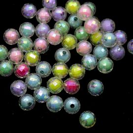 Mix Multicolorido / 10mm - Bola Globo - Transparente Irisado (10 Gramas) 