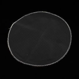 Pano de Organza / 15cm -Redondo - Branco com a Borda Prata (Pct. c/6 unidades)