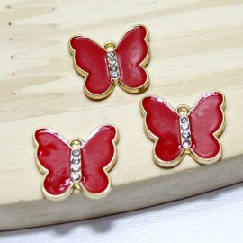 Pingente de Metal Dourado / 18X20mm - Borboleta com Strass (unidade)