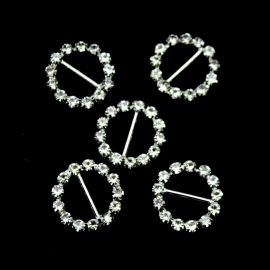 Passador de Metal com Strass / 17mm - Redondo (unidade) - Níquel 