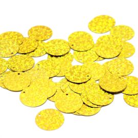 Pingente Paetê / 14mm - Redondo - Holográfico (10 gramas) - Dourado