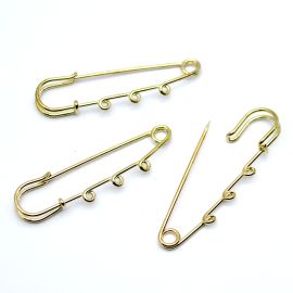 Broche de Metal com 3 Saídas /  63x20mm (Unidade) - Dourado