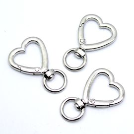 Fecho Mosquetão / 41x26mm - Coração (unidade)-Níquel