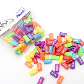 Mix Multicolorido / 7X15mm - Pastilha com Palavras em Inglês - Branco (20 gramas) 