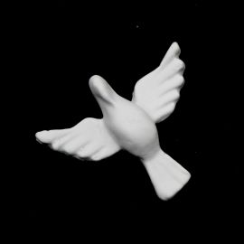 Aplique em Biscuit / 36x41mm - Pomba (Unidade) - Branco