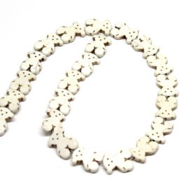 Pedra Howlita / 19x15mm - Urso (1 FIO) - Marfim 