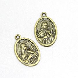 Medalha de Metal 24x15mm - Santa Terezinha (Unidade)-Ouro Velho