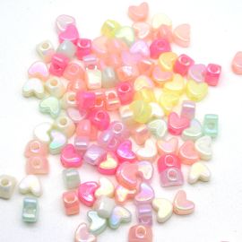 Mix Multicolorido / 8x11mm - Irisado - Coração - Furo Largo (10 gramas)