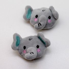 Cabeça de Pelúcia / 70x50mm - Elefante (unidade) - Cinza 
