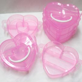 Maleta Organizadora Triplo Removível /  (15cmx15cmx13cm) - Coração - Rosa 