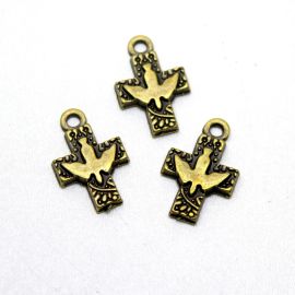 Cruz de Metal / 24x15mm - Pomba da Paz (unidade)