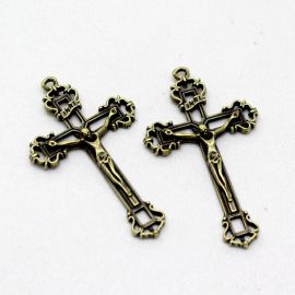 Crucifixo de Metal /51x29mm - Cristo (Unidade)-Ouro Velho