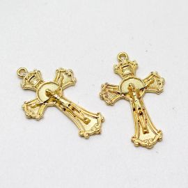 Crucifixo de Metal / 46X28mm - Cristo e Medalha de São Bento (Unidade)-Dourado