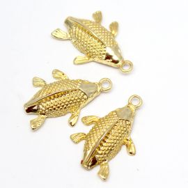 Pingente de Metal / 38x27mm - Sereismo - Peixe (unidade) -Dourado