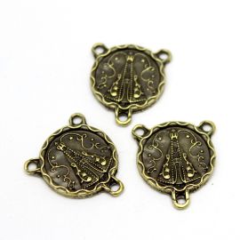 Salve Rainha de Metal / 20x19mm - N. Sra Aparecida (Unidade)-Ouro Velho