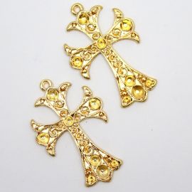 Cruz de Metal / Terço para Noiva - 49x32mm (Unidade)-Dourado