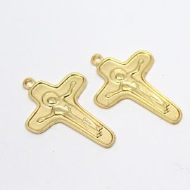 Crucifixo de Metal / 44x31mm - Com Cristo (unidade) - Dourado 