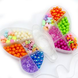 kit Infantil para Montagem de Bijouterias / (18.5x13x2.5) - Borboleta - 13 Divisórias 
