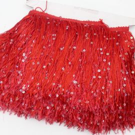 Franja de Linha com Detalhes de Paetê / 15cm - (1 metro)