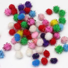 Pompom com Brilho Festão / 15mm - Cores Diversas (100 unidades)
