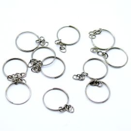 Argola de Chaveiro com Corrente / 20mm - (UNIDADE)-Níquel