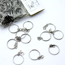 Argola de Chaveiro com Corrente / 20mm - (100 UNIDADES)-Níquel