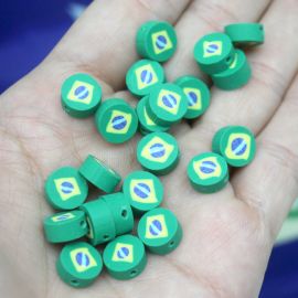 Tema Brasil / Entremeio de Fimo 10mm - Bandeira (10 unidades)
