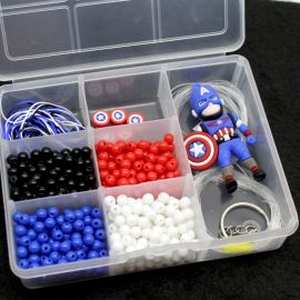 kit Infantil de Bijouterias / 14x11x3,5cm - Capitão América - 7 Divisórias 