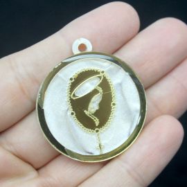 Pingente em Acrílico Resinado / 3,5cm - Terço Nossa Senhora (PAR) - Dourado