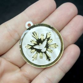 Pingente em Acrílico Resinado  / 3,5cm - Pomba (PAR) - Dourado