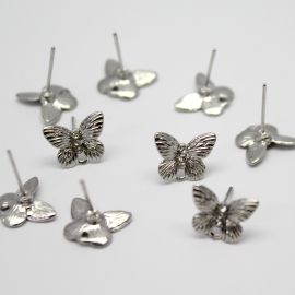 Pino de Brinco em Metal / 10mm - Borboleta (1 par)-Níquel