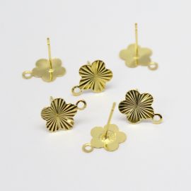 Pino de Brinco em Metal / 10mm - Flor (1 par)-Dourado