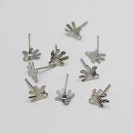 Pino de Brinco em Metal / 9mm - Mãozinha(1 par)-Níquel