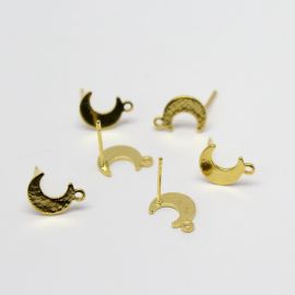 Pino de Brinco em Metal / 11x9mm - Lua (1 par)-Dourado
