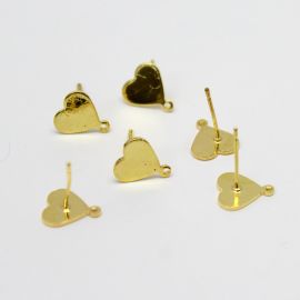 Pino de Brinco em Metal / 10mm - Coração (1 par)-Dourado