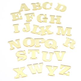 Aplique 20mm / Letra de Acrílico Dourado (UNIDADE)-D