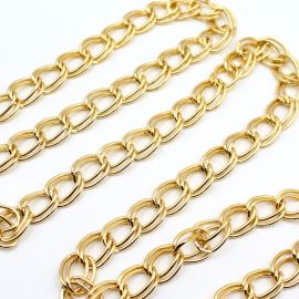 Corrente de Alumínio / 20x13mm - Duplo (1 METRO) - Dourada 